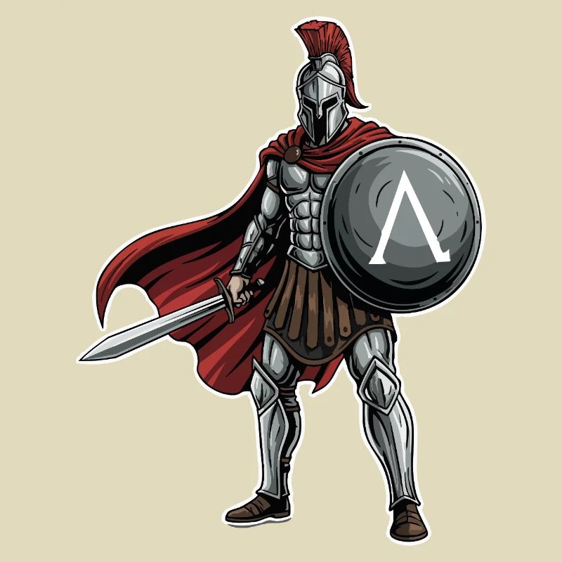 Hoplite Spartan Lambda Shield Sword Mascot
