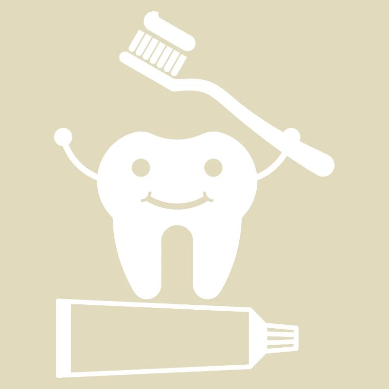 Tooth with toothbrush and toothpaste