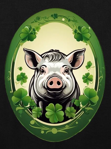 Cochon chanceux avec trèfles