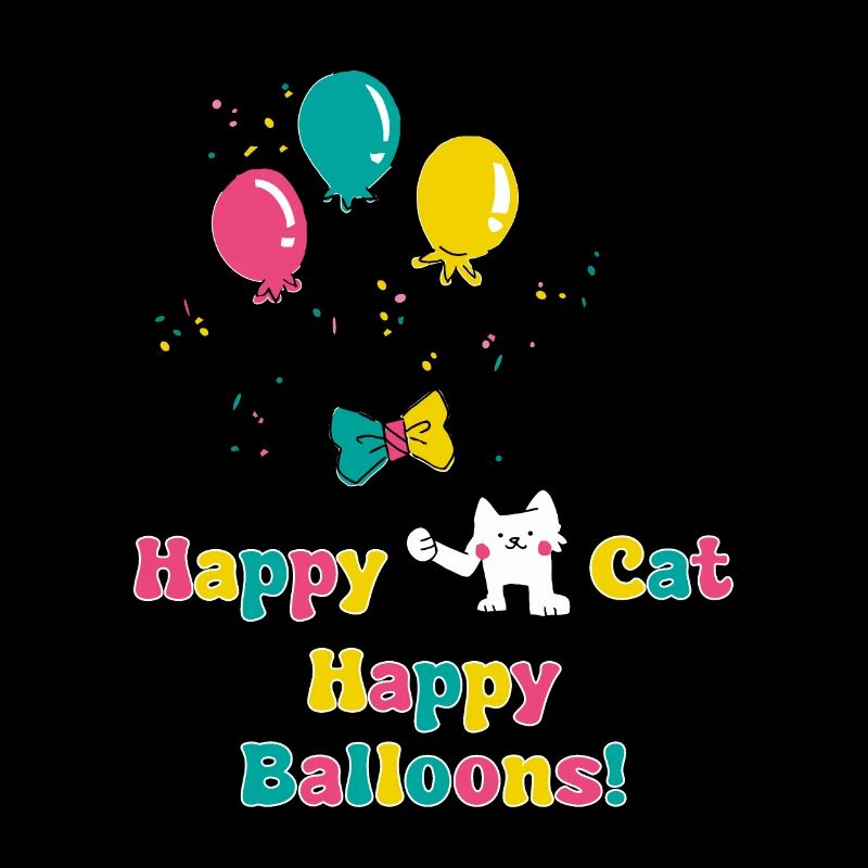 Chat heureux, baloons heureux