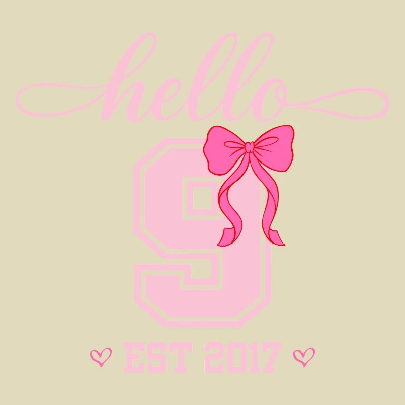 Hello 9 Est 2017 Mädchen Geburtstag Design