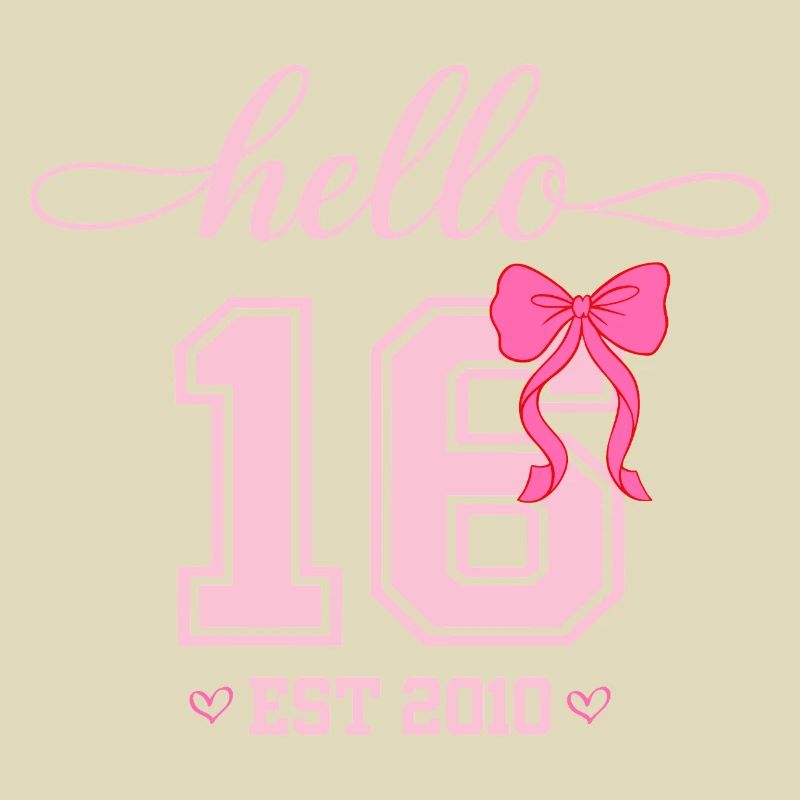 Hello 16 Est 2010 Mädchen Geburtstag Design
