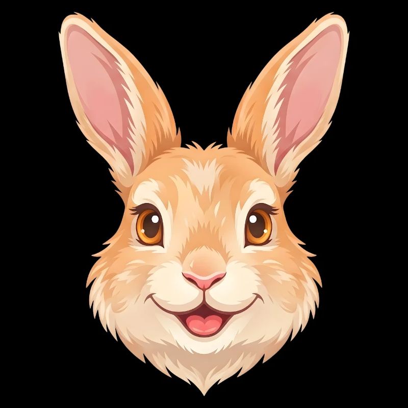 Visage de lapin de dessin animé joyeux et mignon