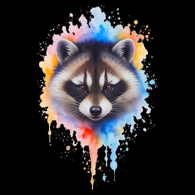 Aquarell Waschbär Farbexplosion