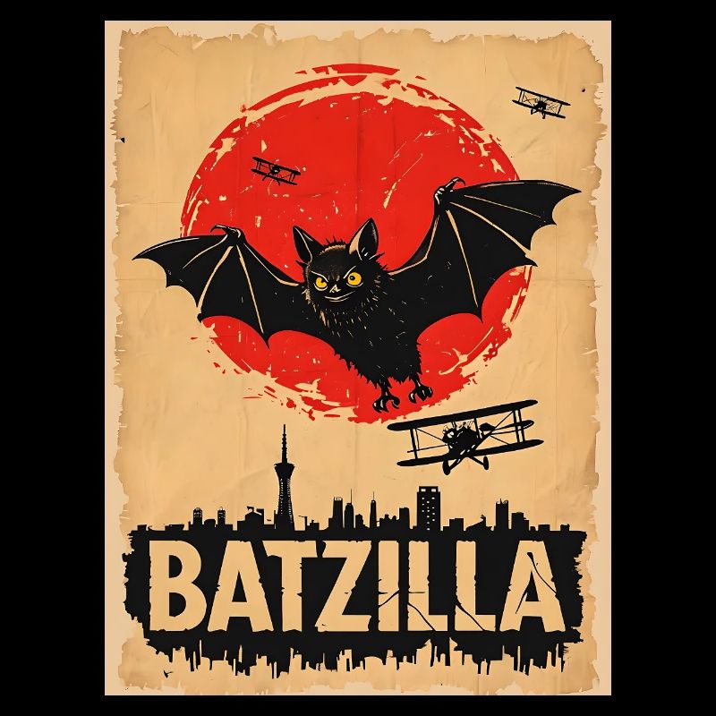 Vintage Style Bat with Batzilla