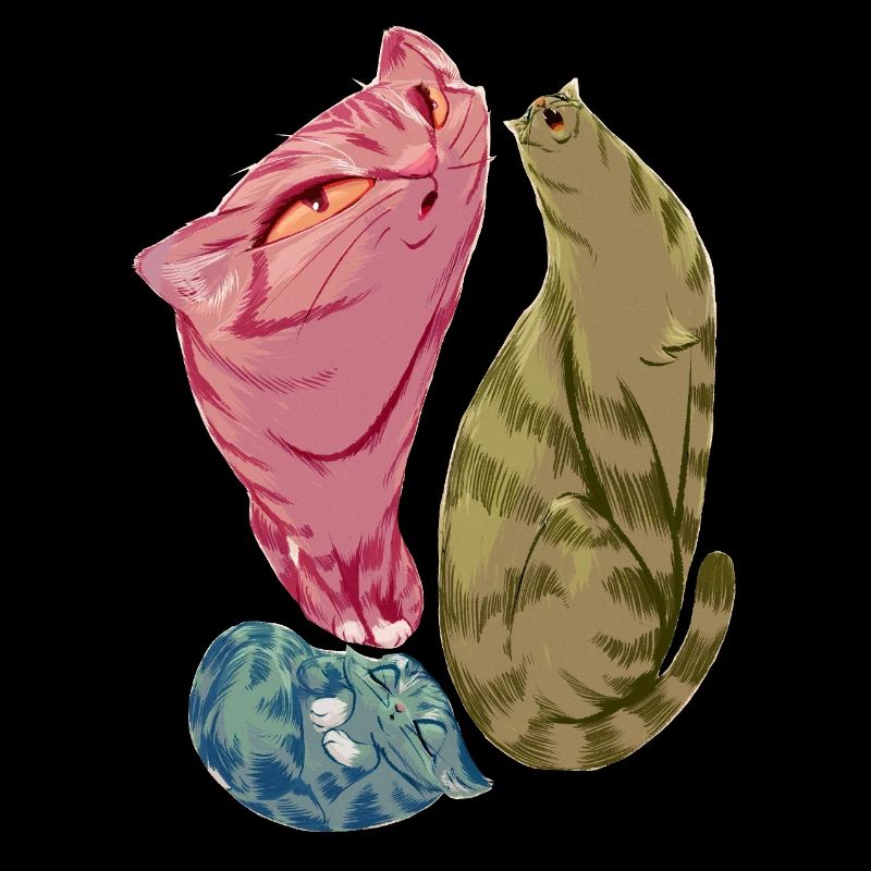 Triade de chats mous aux teintes pastel