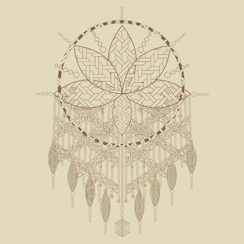 Macramé pendant with ornate knot patterns