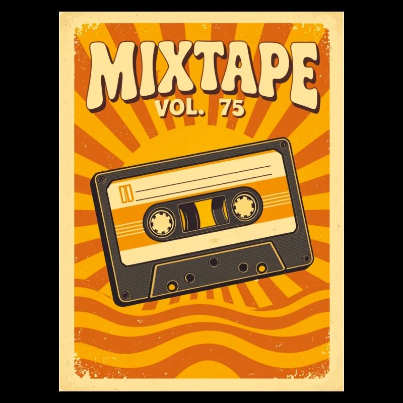 Illustration de mixtape rétro avec Warm Seventies