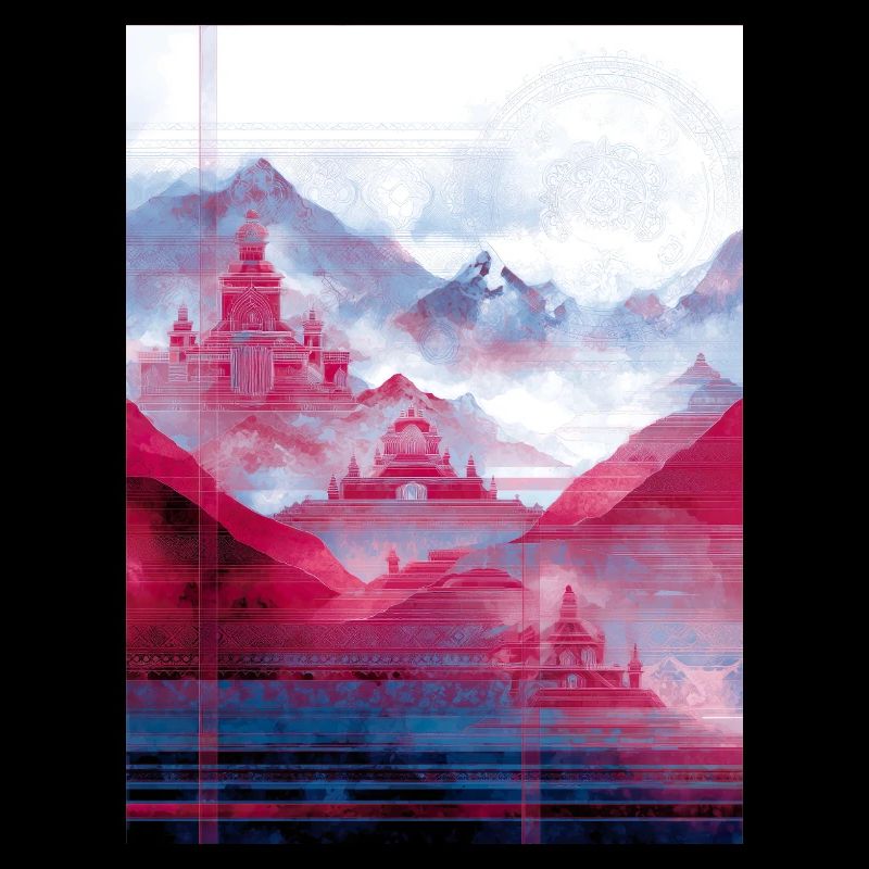 Psy-Art - Temple over Mountain Landscape