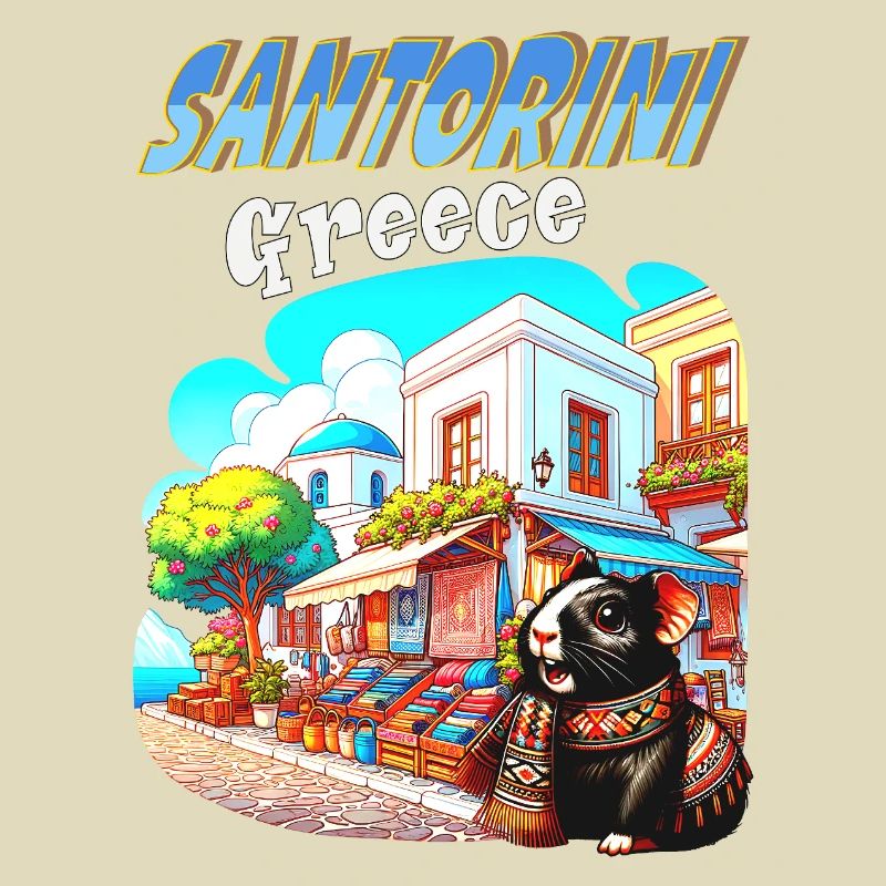 Aventures de cochons d’Inde à Santorin, Grèce