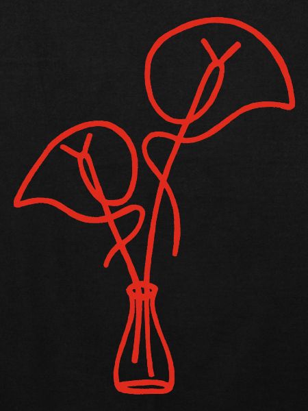 esquisse florale rouge