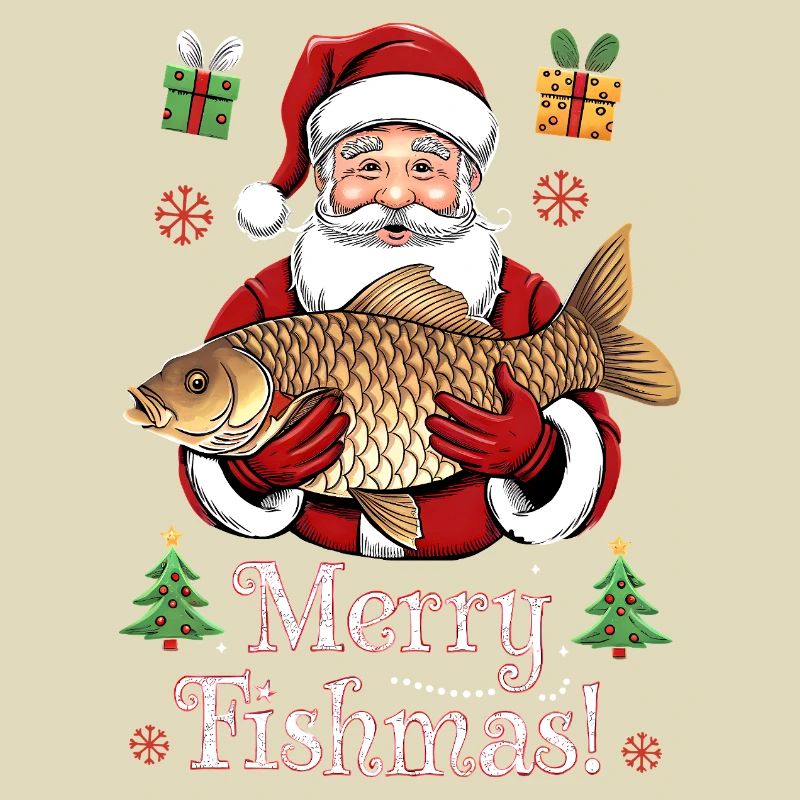 Pulls de Noël Pêcheur Carpe de Poissons Joyeuse