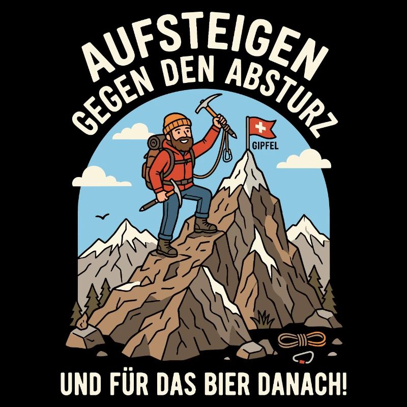 Bergsteiger gegen Abstieg Bier Danach