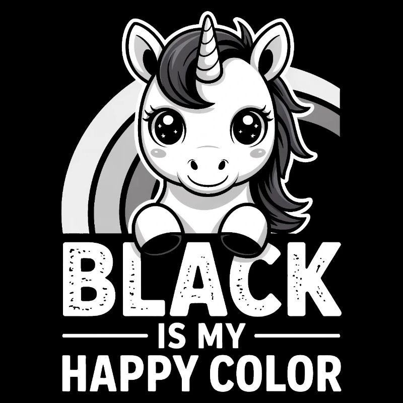 Licorne Noire Joyeuse Couleur