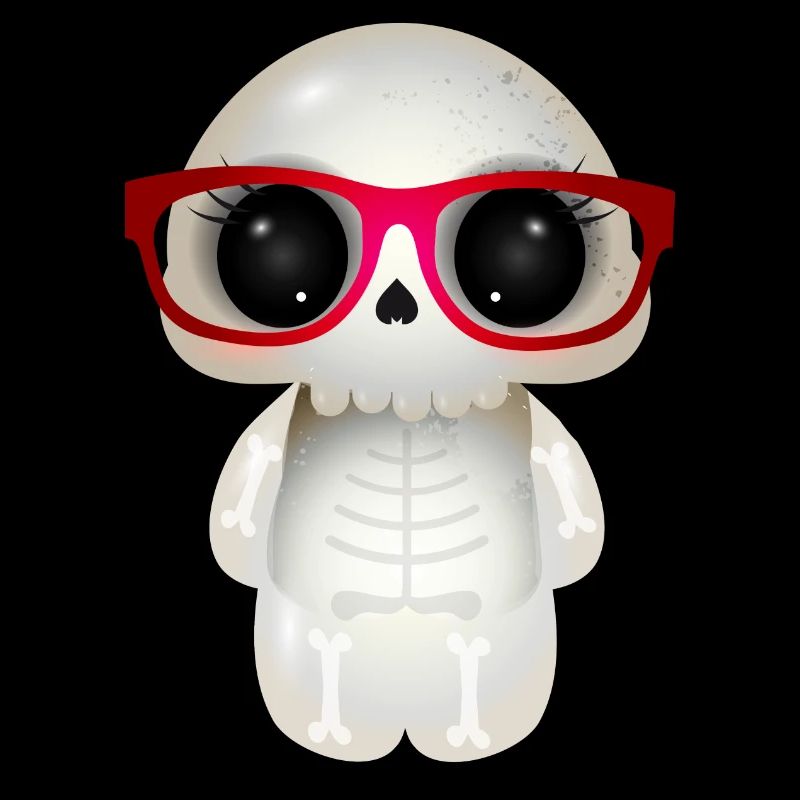 Crâne mignon avec des lunettes de nerd rouges
