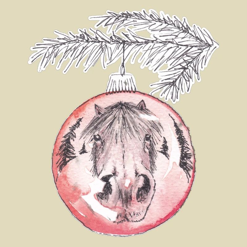 Weihnachtskugel Merry Christmas rot Pferd