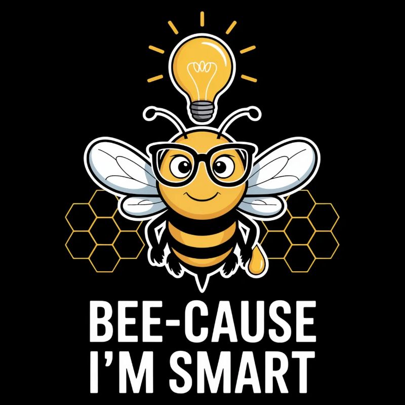 Intelligent bees with glasses and light bulb