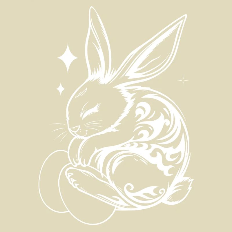 Sleeping Easter Bunny with Tribal and Eggs