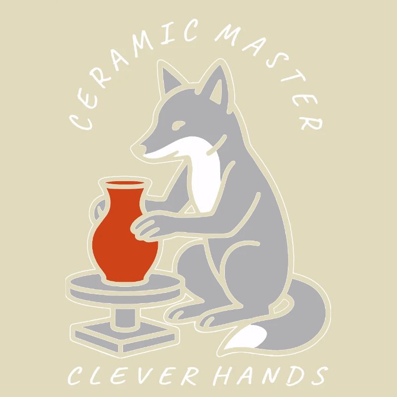 Ceramic Master Fox on Pottery Wheel