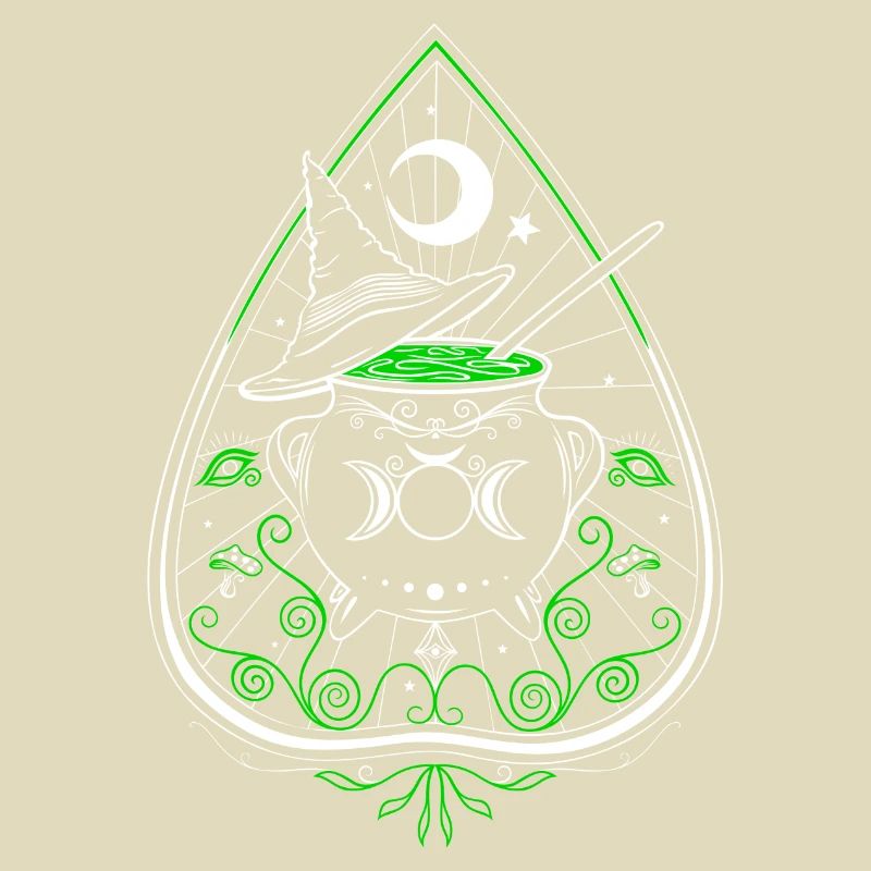 Green Witch Planchette Cauldron Witch Hat