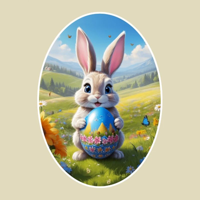 Easter Bunny with Egg, Oval