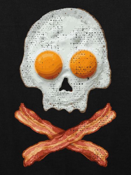 Spiegelei Schädel mit Baconkreuz