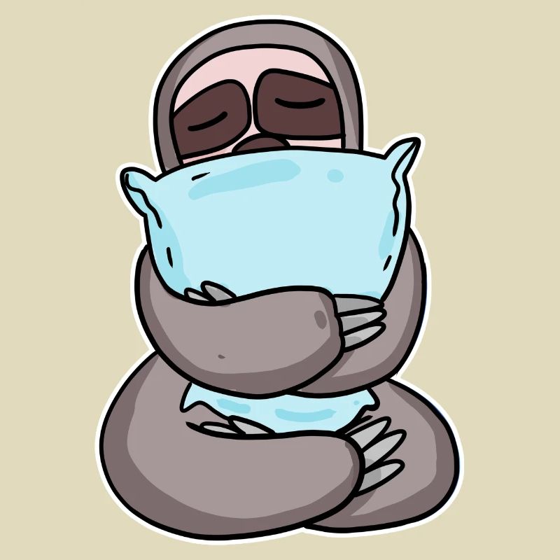 Sloth with pillow