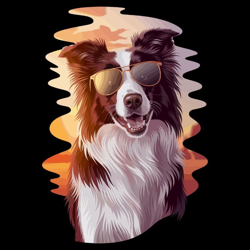 Cool Border Collie Before Sunset With