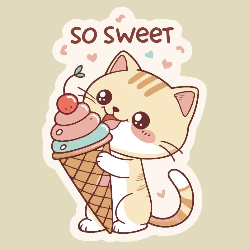 Chat gourmande et cornet pastel