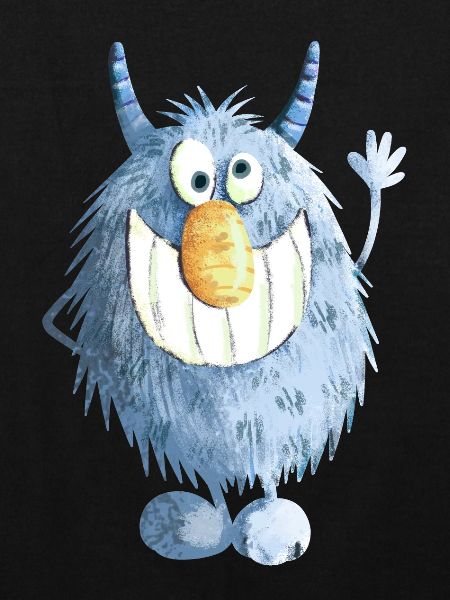 Monstre grimaçant bleu