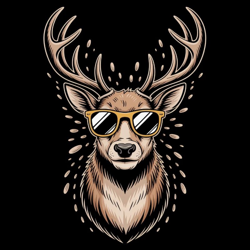Deer with antlers and sunglasses