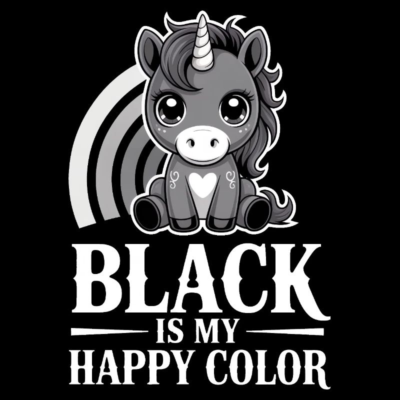 Le noir est ma licorne de couleur joyeuse