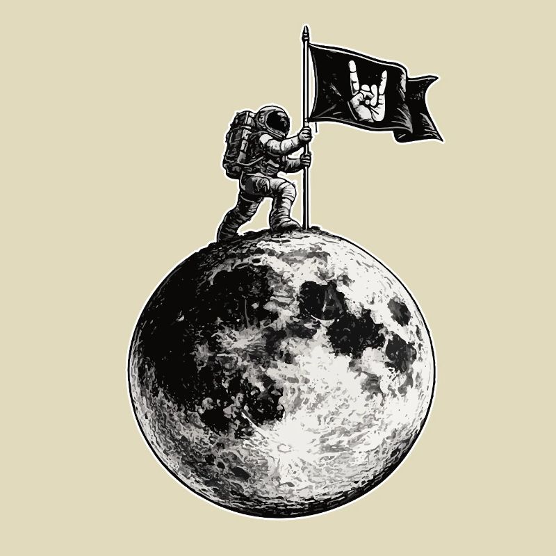 Lune avec drapeau de roche