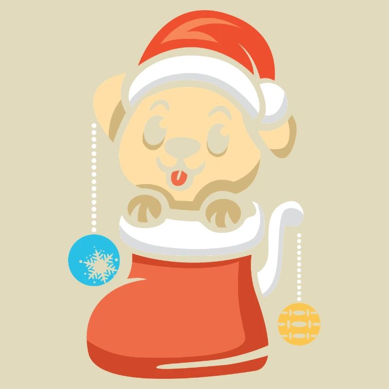 Chiot de Noël avec bijoux dans le coffre