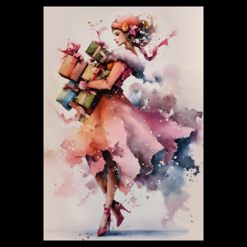 Déesse du cadeau aquarelle