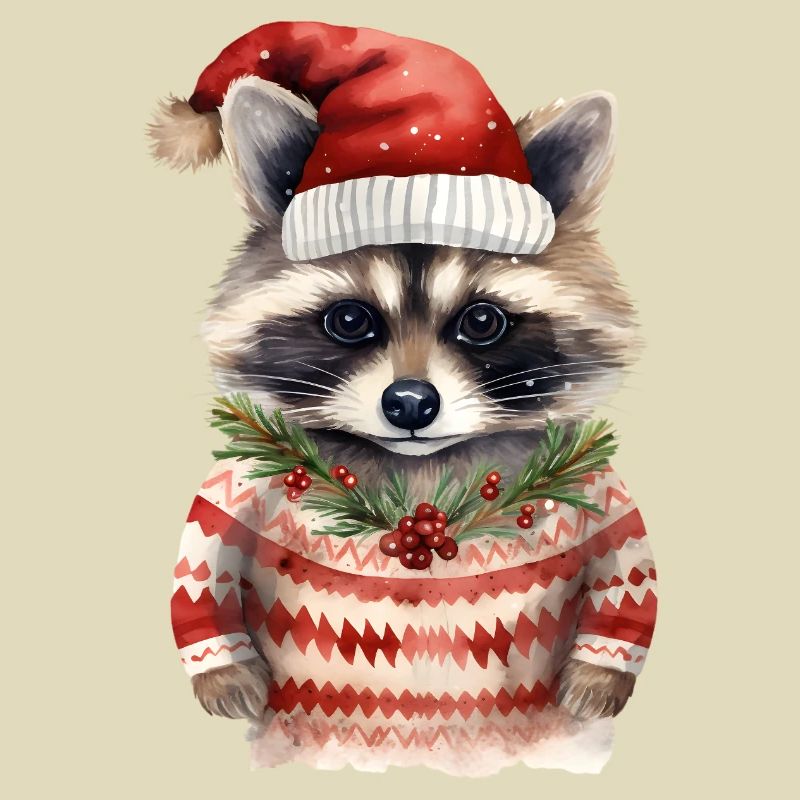 Waschbär Weihnachtspullover