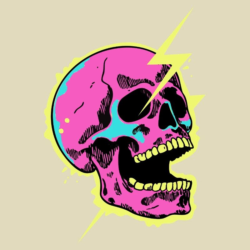 Crâne Néon Éclair Éclat