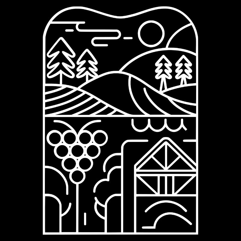 Paysage linéaire : vignoble et hutte