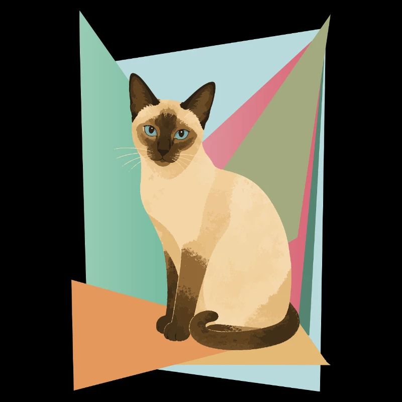Elegant Siamese cat in geometry style