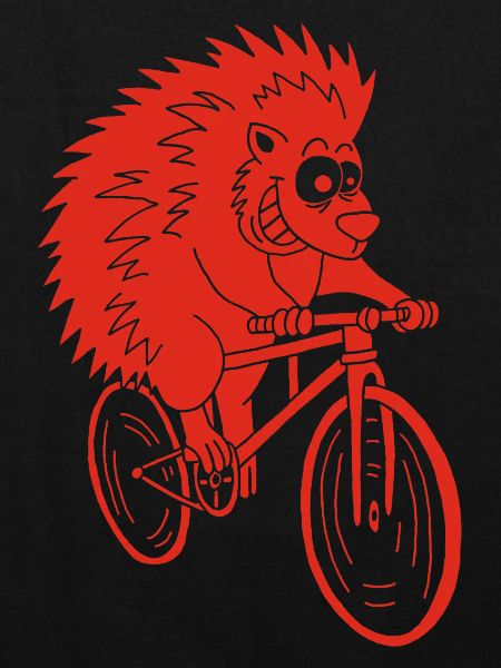 hérisson rouge à vélo