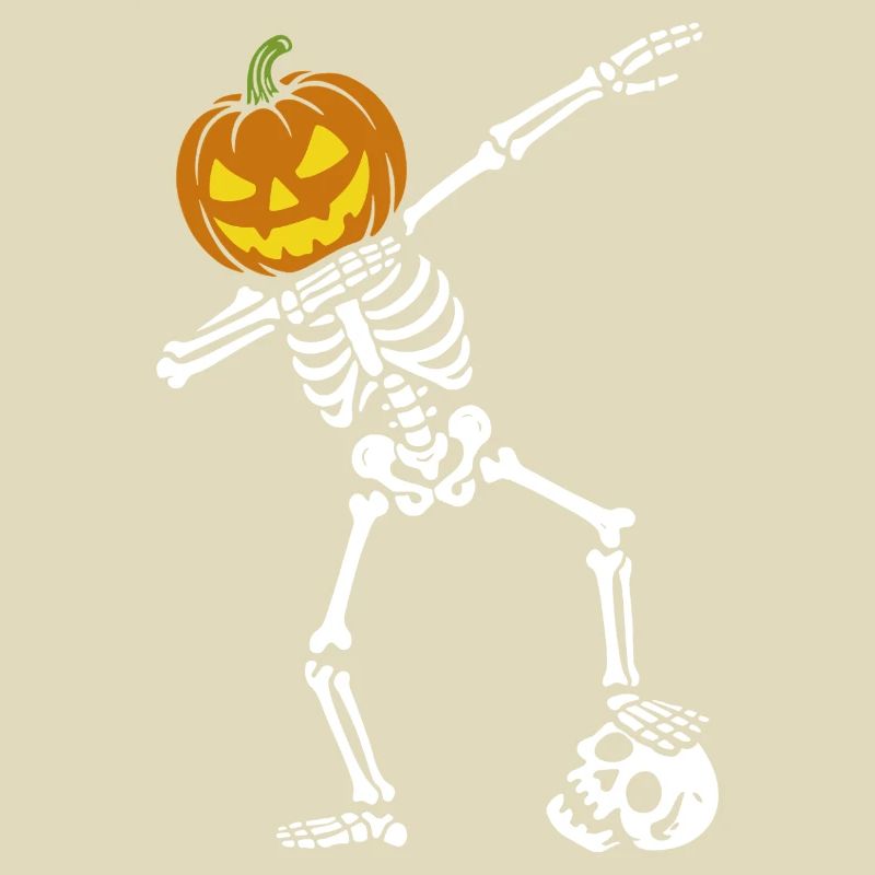 Halloween Dab Dance Skeleton with Skull