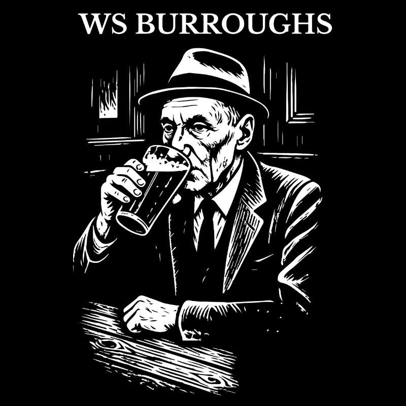 American writer WS Burroughs drinking beer in pub