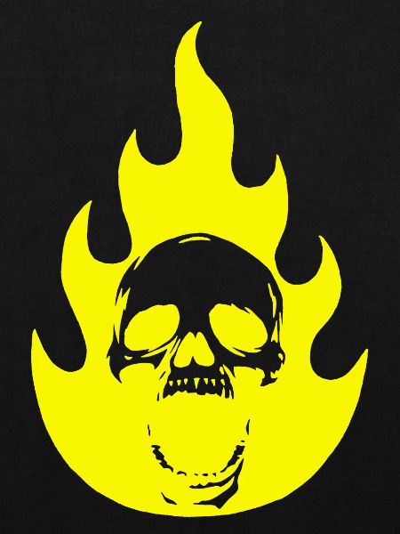 Crâne et flamme jaune