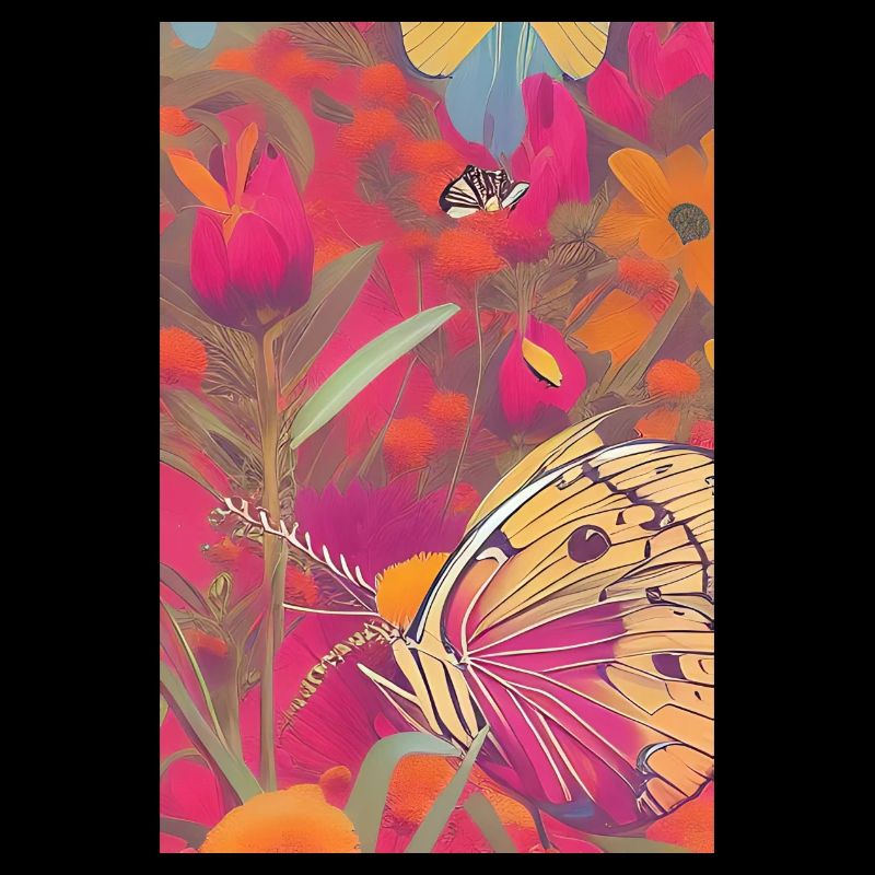 Fleurs et papillon