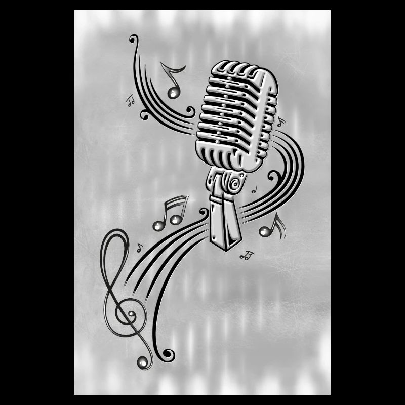 Microphone rétro avec micro en partition argent