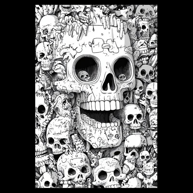 Skeleton shell in black and white