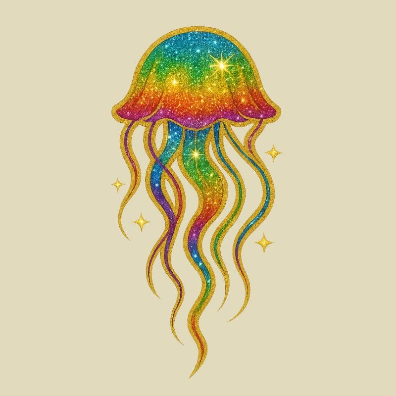 Rainbow Glitter Jellyfish