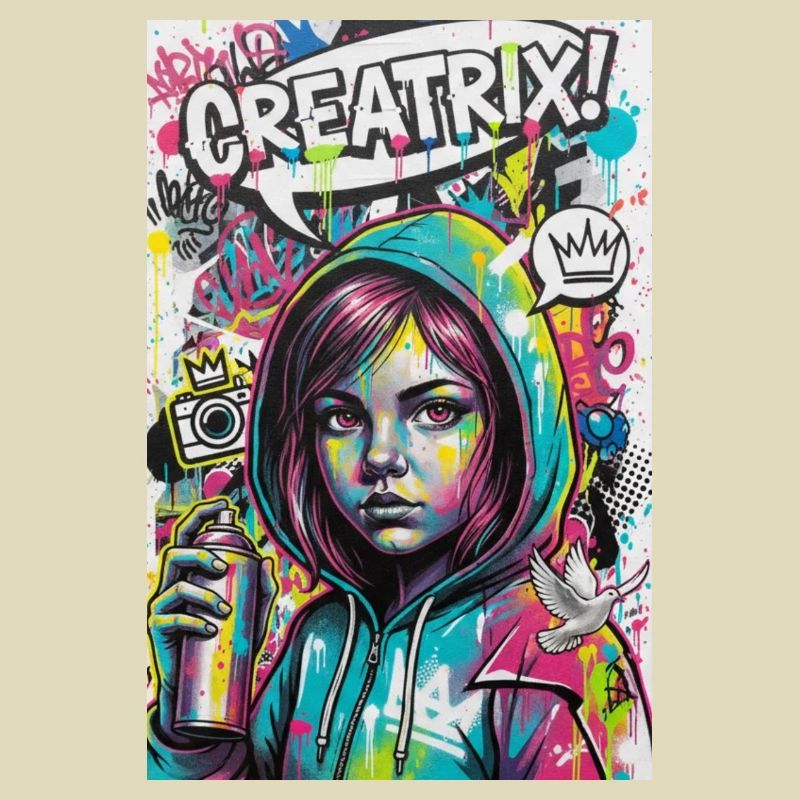 Farbexplosion Graffiti Heldin