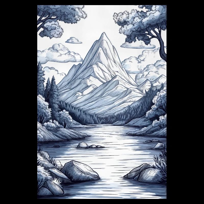 Illustration einer Gebirgslandschaft