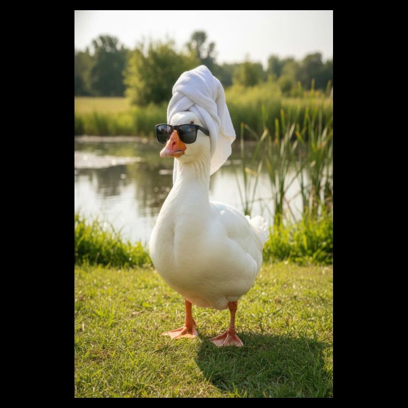 Canard Spa avec lunettes de soleil